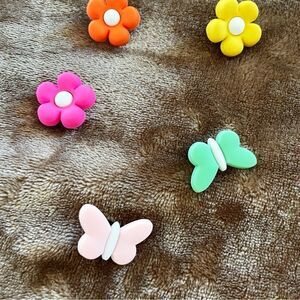 Colorful Flower and Butterfly Crocs/ Jibbitz Style Shoe Decorations Set of 5